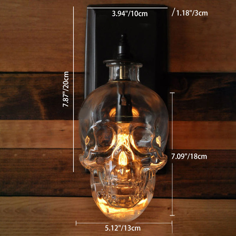 Round Skull Glass Iron Wall Lamp