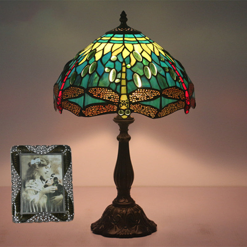 Stained Glass Animal Dragonfly Table Lamp