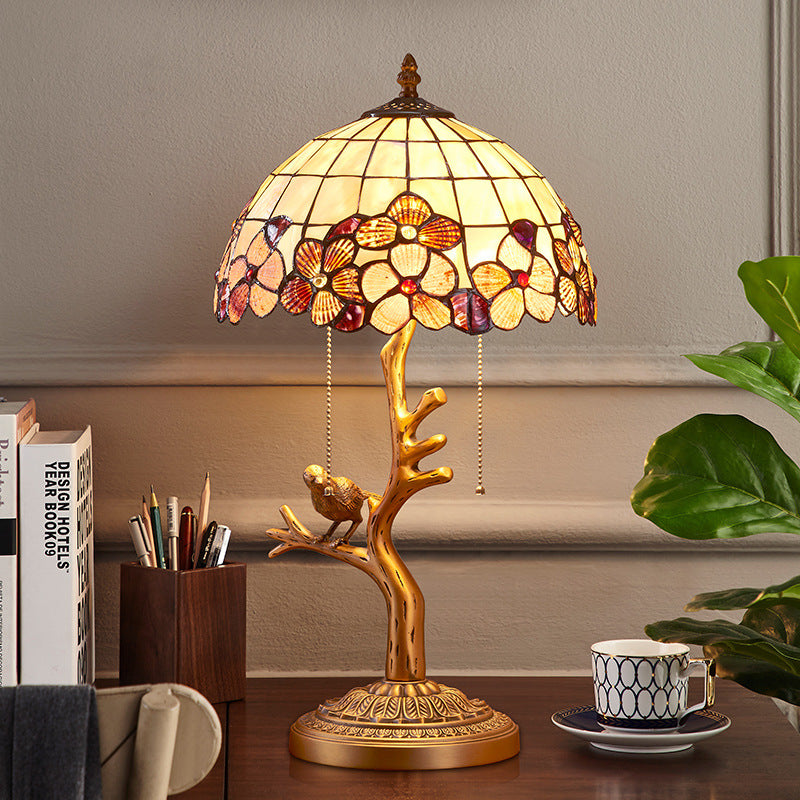 Full Copper Bird Decoration 2-Light Table Lamp