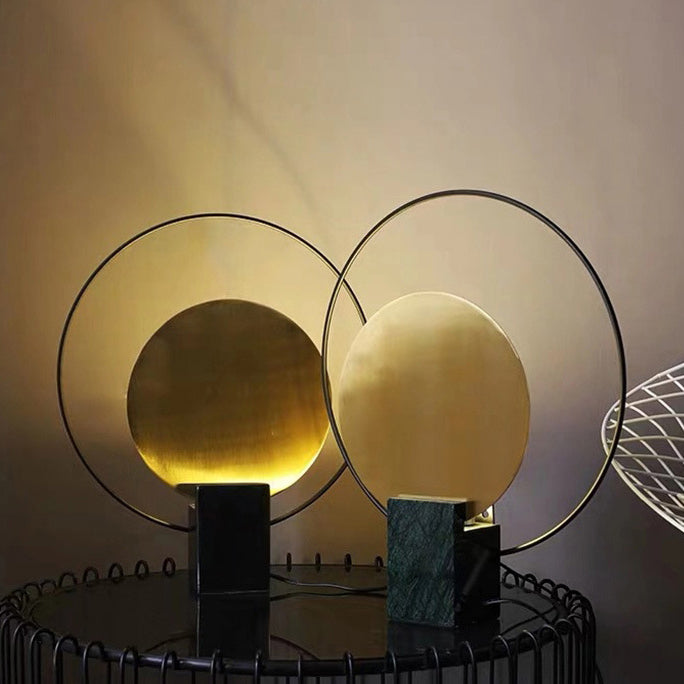 Circle Metal Ring Marble Table Lamp