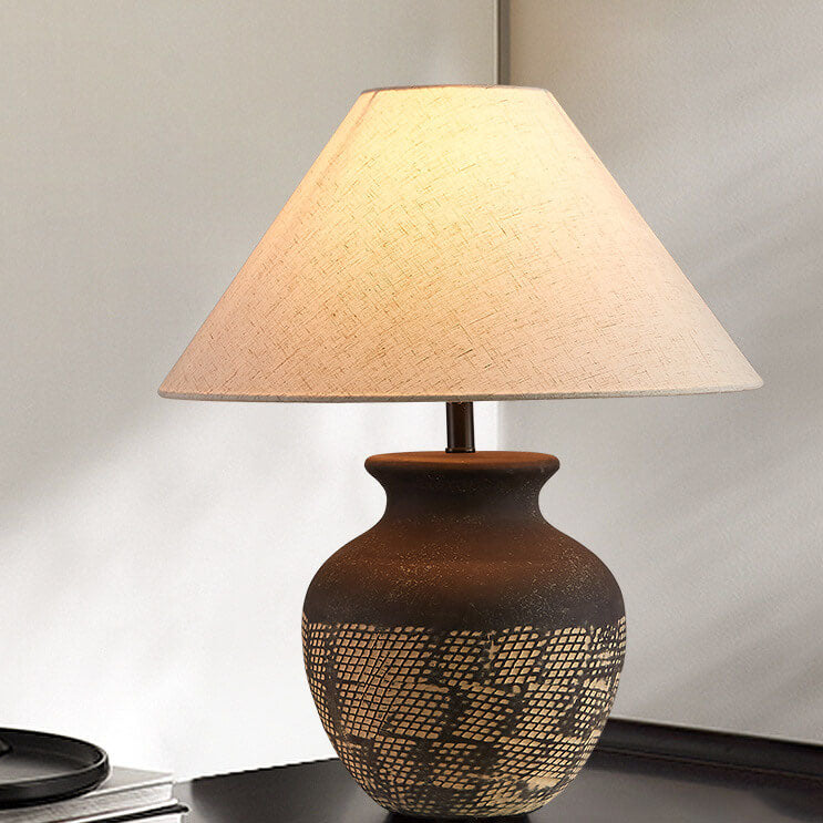 Fabric Ceramic Jar Study Table Lamp