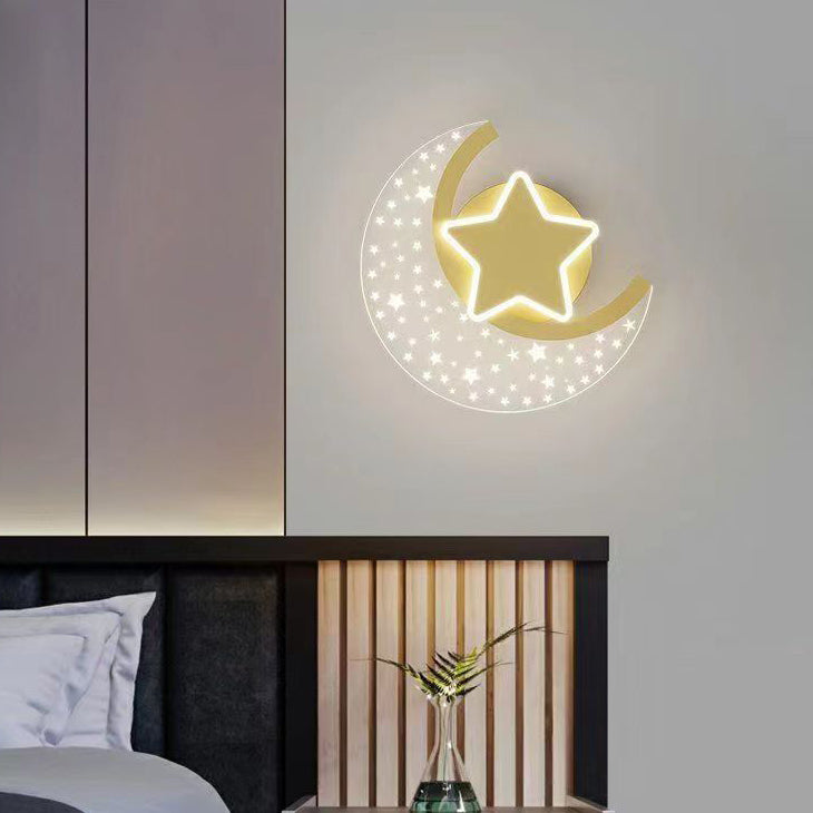 Iron Aluminum Acrylic Moon Wall Lamp