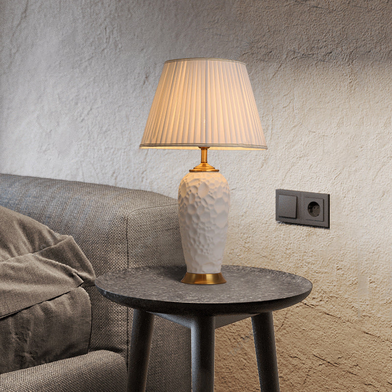Cylinder Ceramic Fabric Bedroom Table Lamp