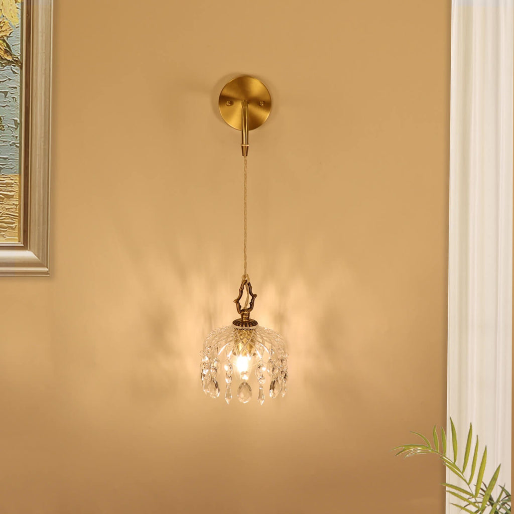 Brass Crystal Glass Wall Lamp