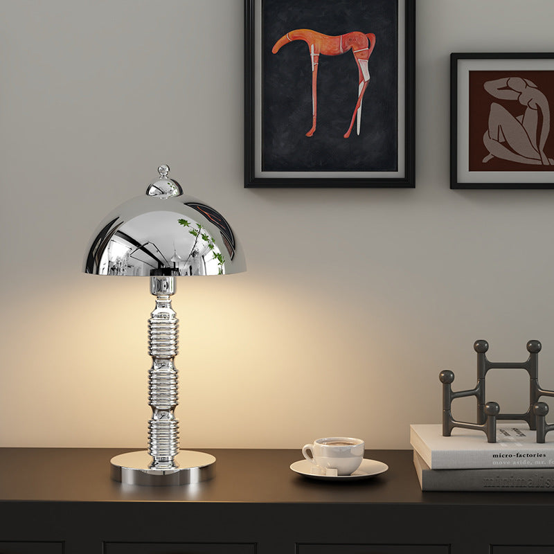 Iron Round Pleated Bedroom Table Lamp