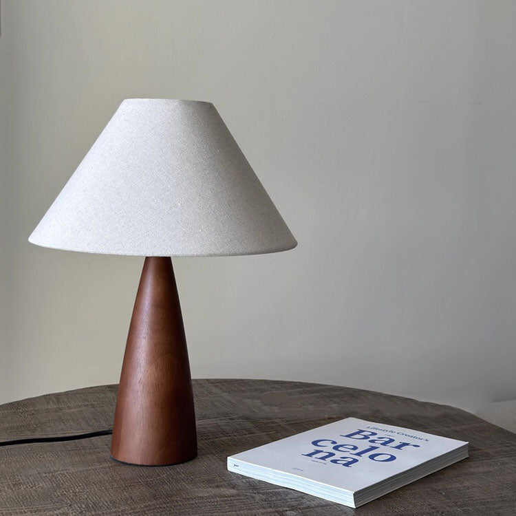 Tapered Solid Wood PVC Table Lamp