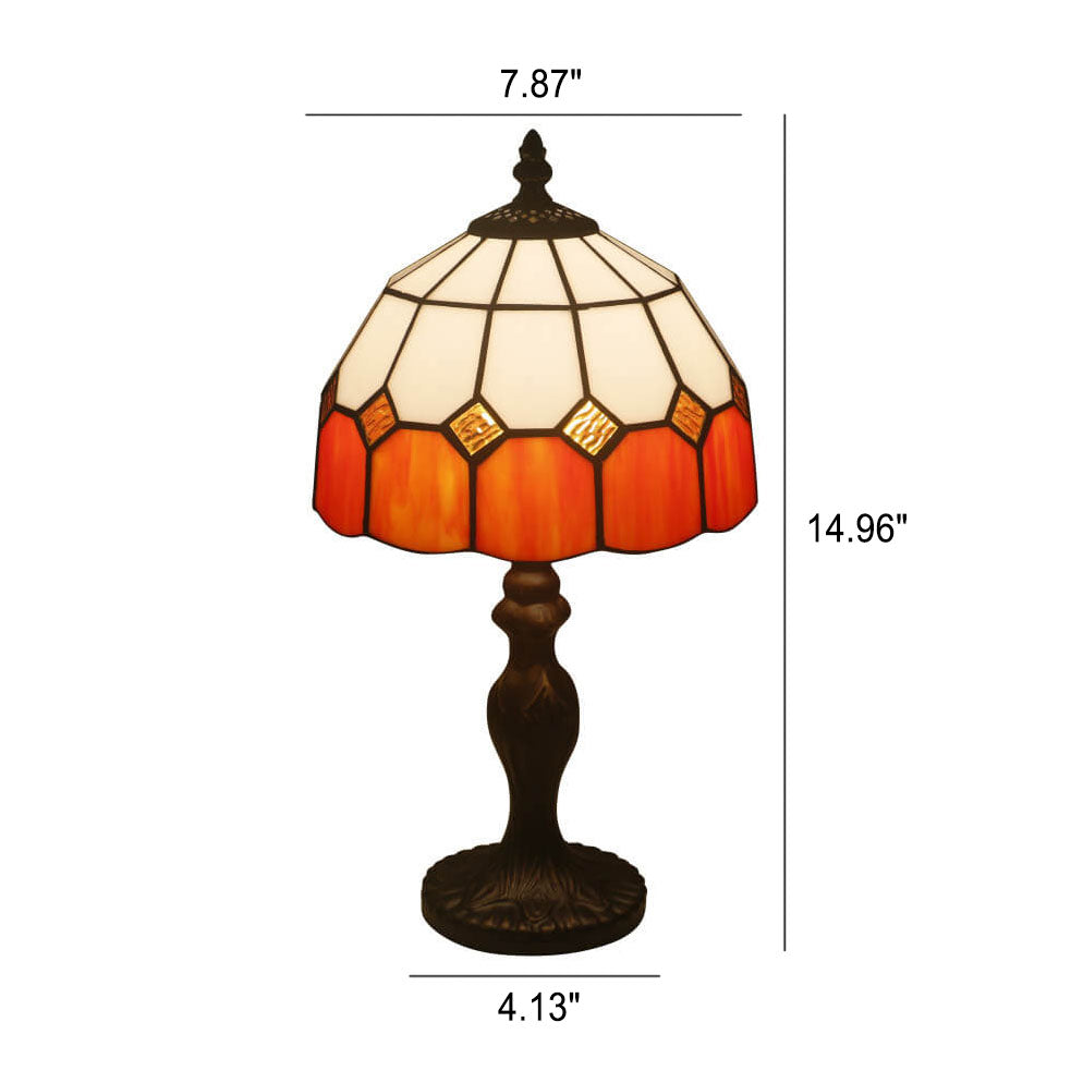 Gemstone Stained Glass Round Table Lamp