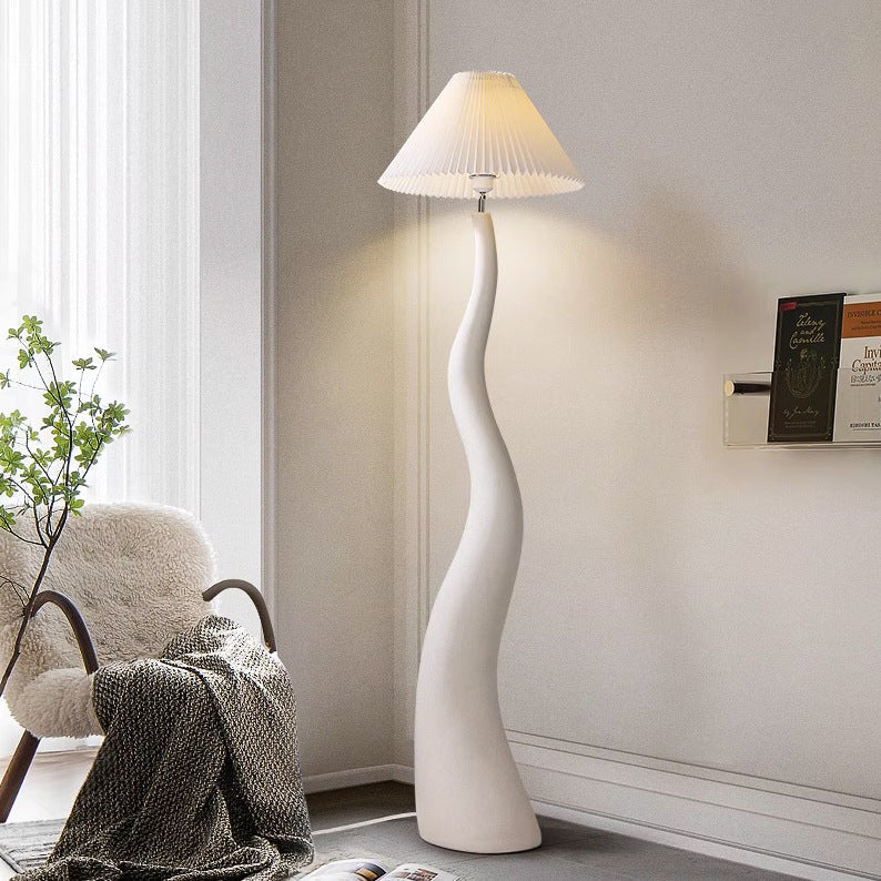 Tapered Waves Resin Fabric Floor Lamp
