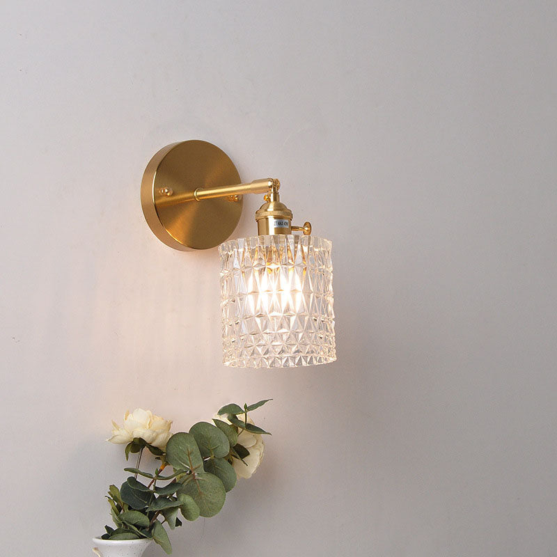 Brass Glass Cylinder Wall Lamp
