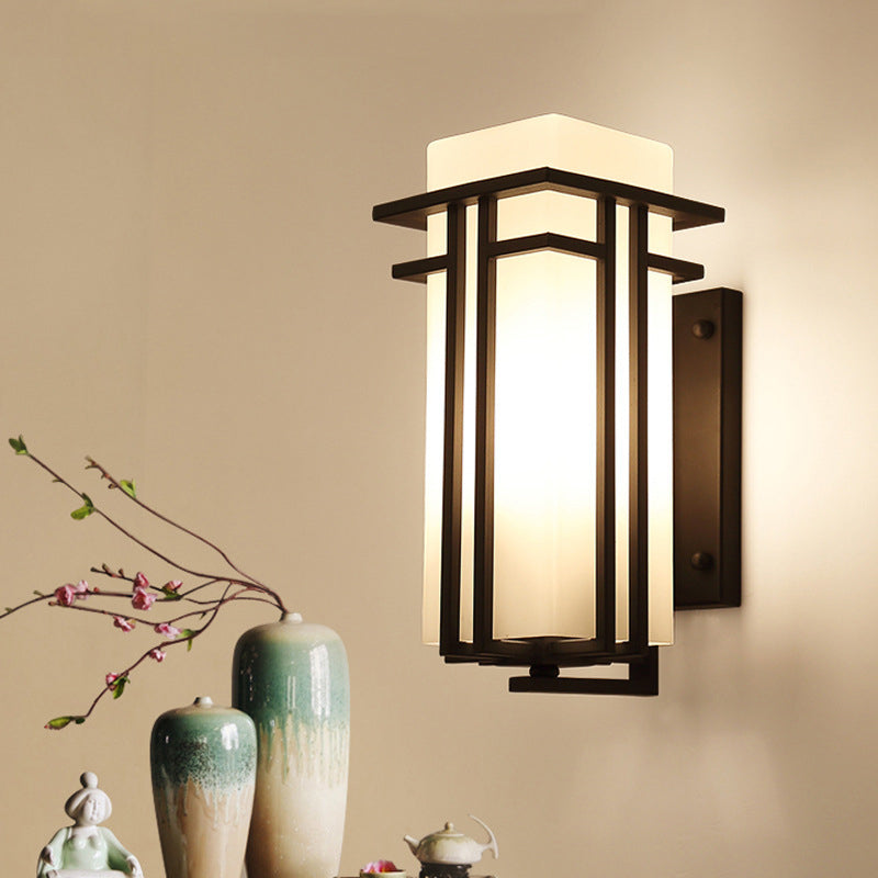 Square Iron Glass Garden Outdoor Light