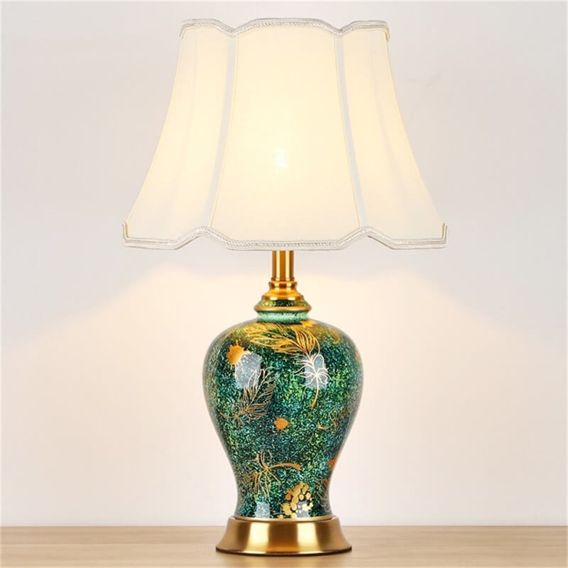 Emerald Ceramic Fabric Table Lamp