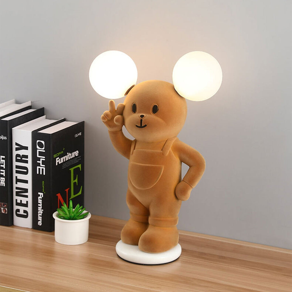 Cartoon Bear Khaki Resin Table Lamp