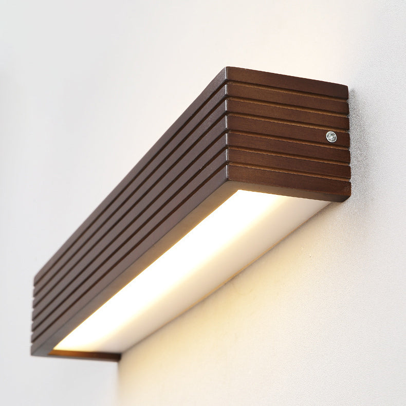 Striped Wood Cuboid Vanity Wall Lamp