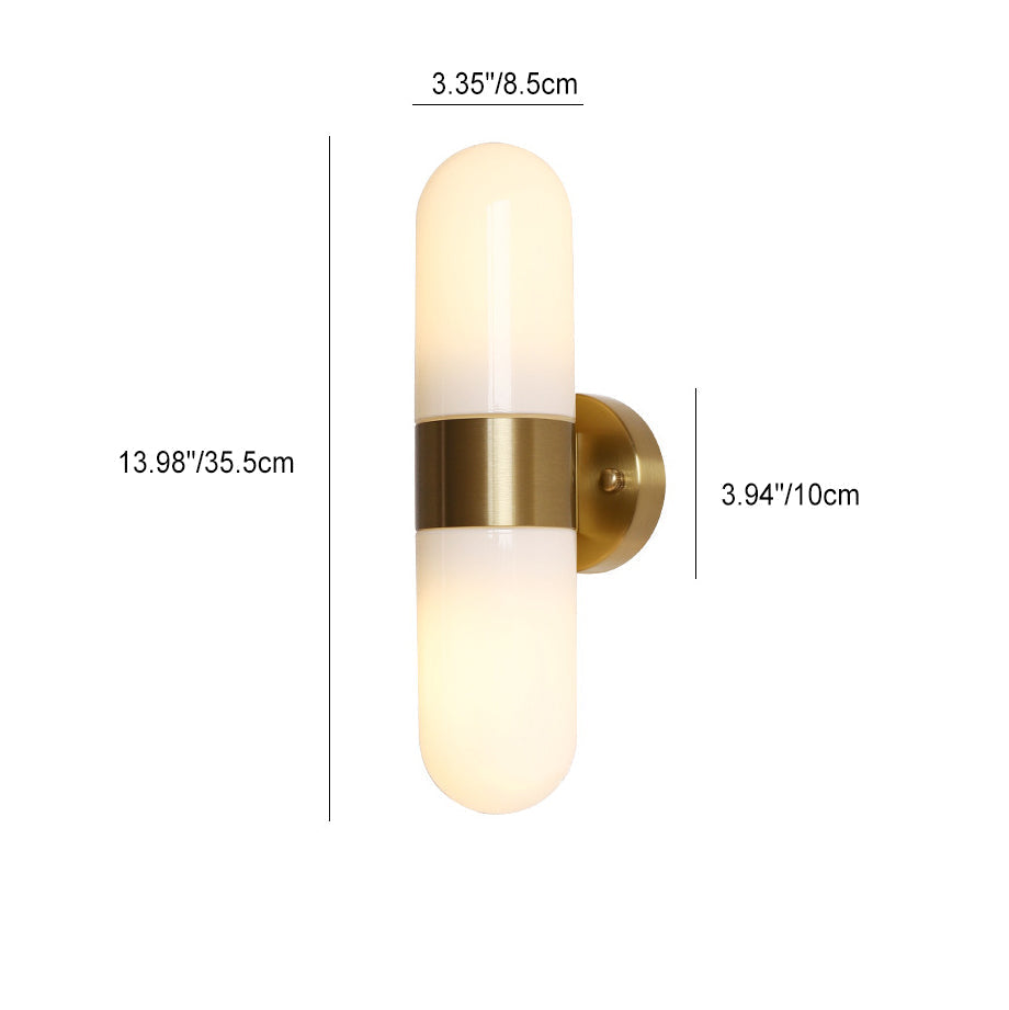 Capsule Iron Glass Bedroom 2-Light Wall Lamp