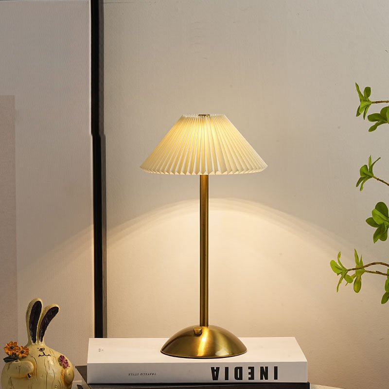 Rechargeable Iron Fabric Conic Table Lamp