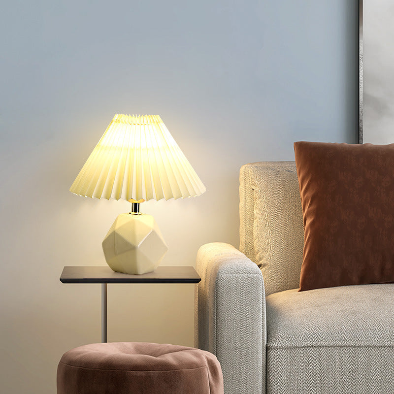 Pleated Fabric Imitation Stone Table Lamp