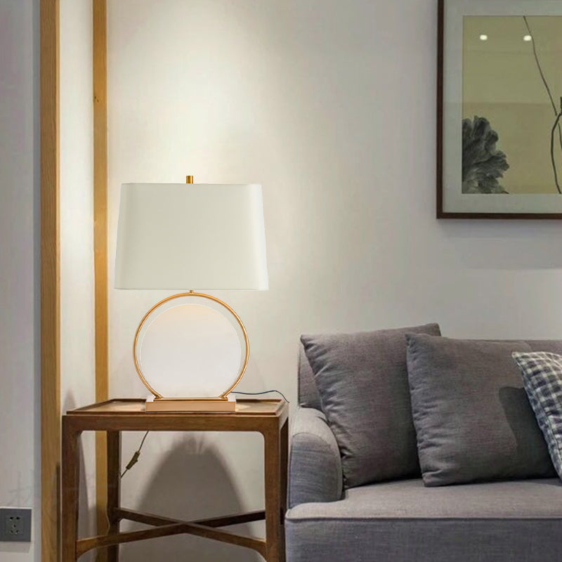 Square Round Stone Iron Table Lamp