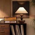 Ash Wood Linen Trapezoid Table Lamp