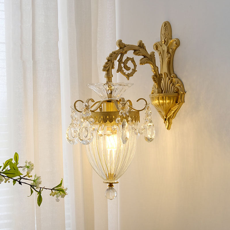 Court Lantern Brass Crystal Wall Lamp