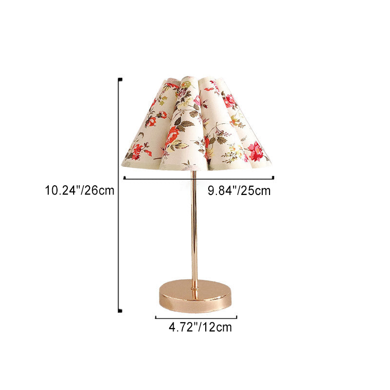 Printed Fabric Petal Bedroom Table Lamp