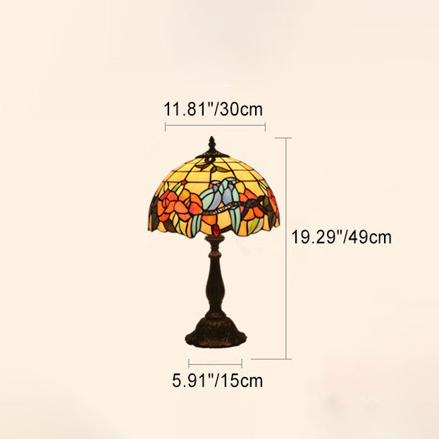 Stained Glass Rose Flower Table Lamp