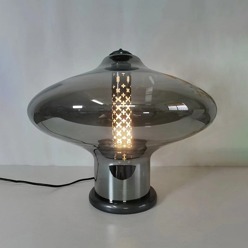Geometric Smokey Gray Glass Table Lamp