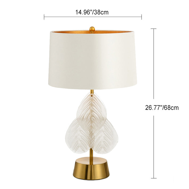Metal Glass Fabric Cylinder Table Lamp