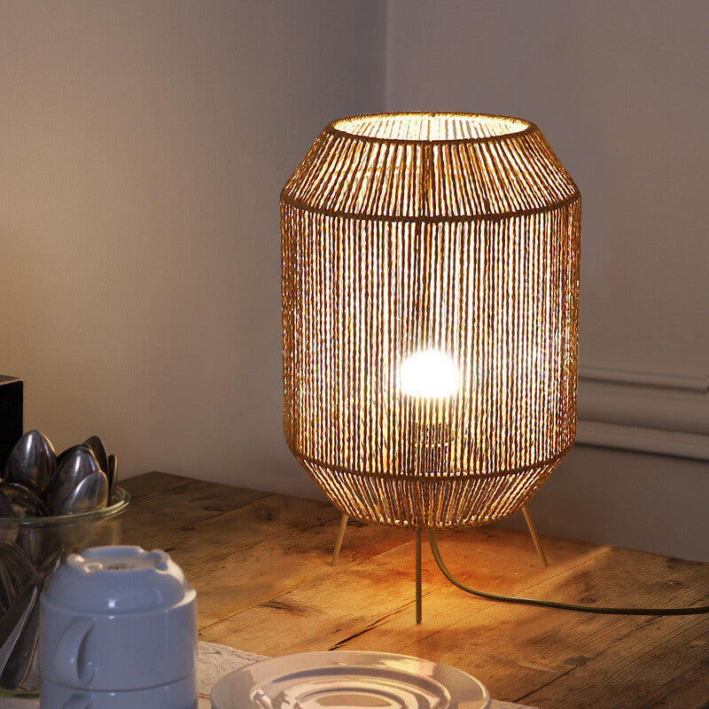 Hemp Rope Weaving Cage Table Lamp