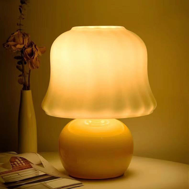 Glass Mushroom Shape Study Table Lamp
