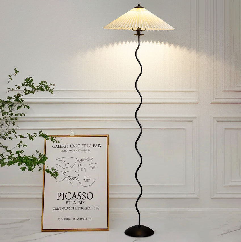 Vintage Fabric Pleated Shade Floor Lamp