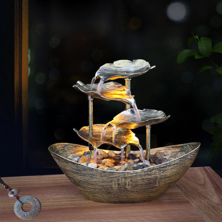 Lotus Leaf Yuanbao Flowing Table Lamp