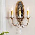 Tall Iron Crystal Hallway 3-Light Wall Lamp