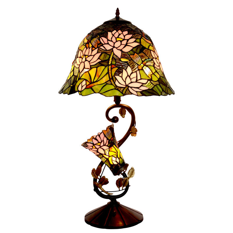 Bouquet Iron Stained Glass 3-Light Table Lamp