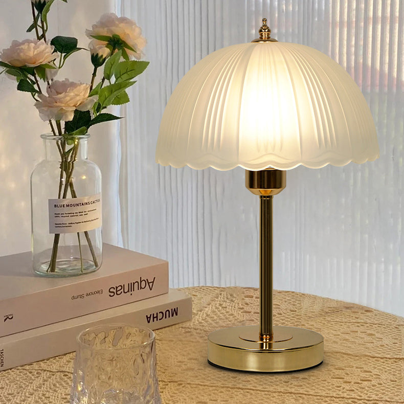 Iron Glass Dome Petal Table Lamp