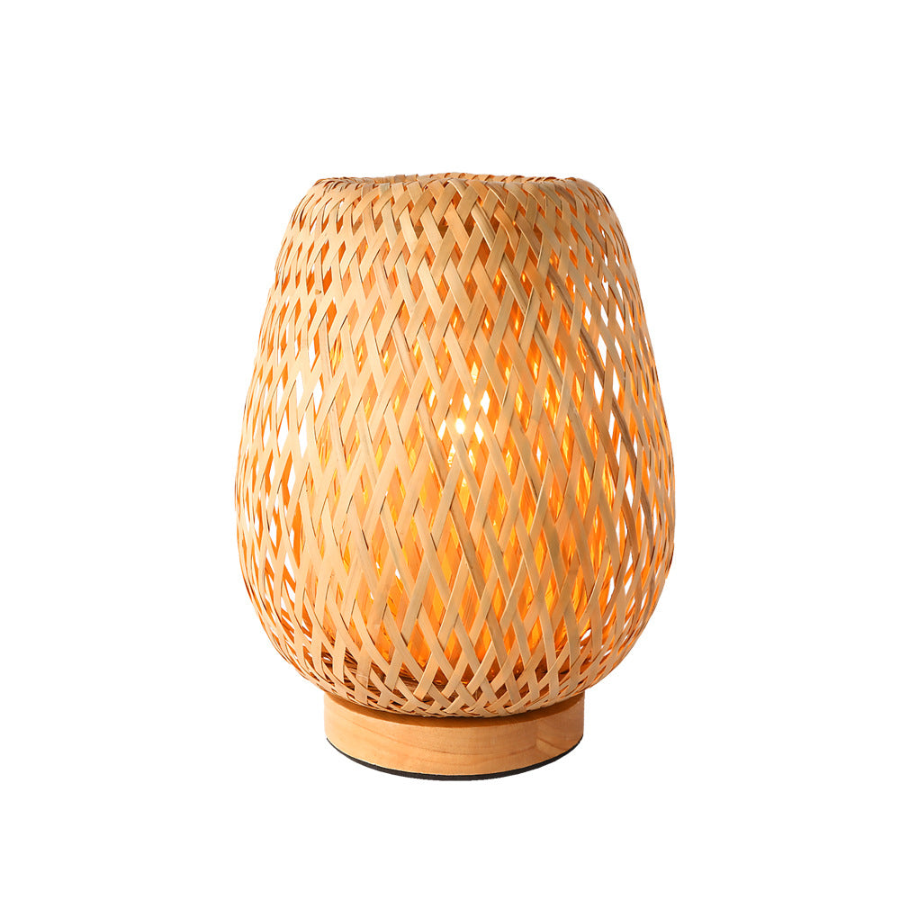 Bamboo Weaving Lantern Bedroom Table Lamp