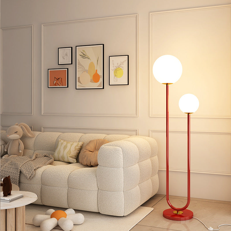 Long Round Ball Iron 2-Light Floor Lamp