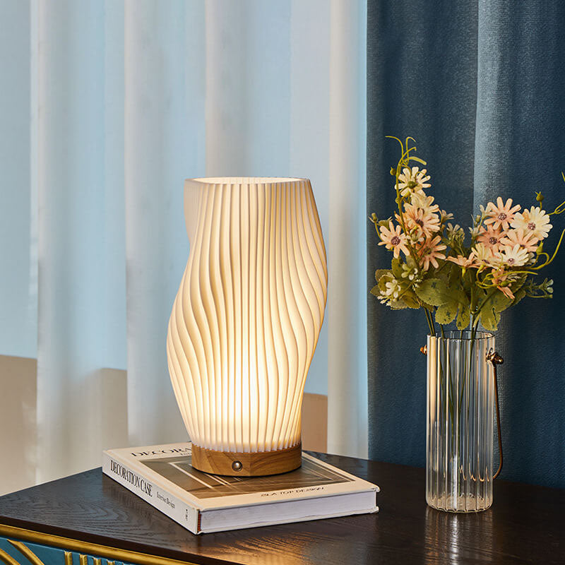 Geometry 3D Printed Wood Table Lamp