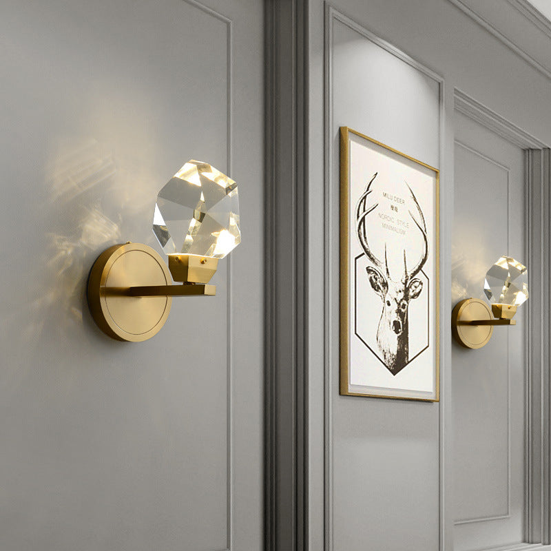 Full Copper Crystal Stone Wall Lamp