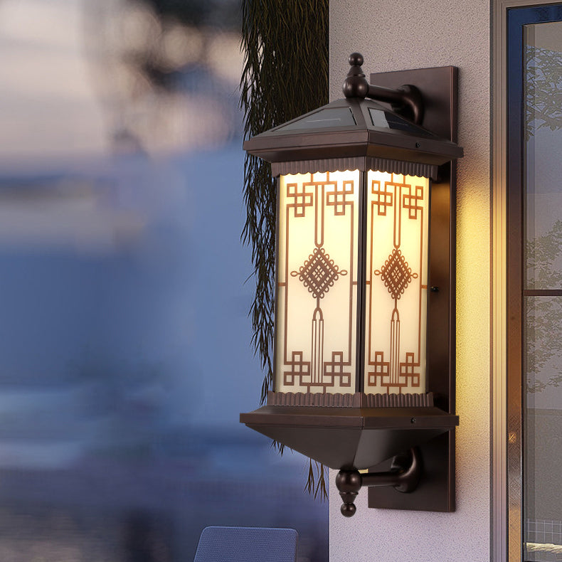 Aluminum Square Knot Pattern Outdoor Light