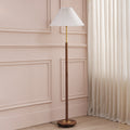 Pleated Fabric Brass Walnut Floor Lamp