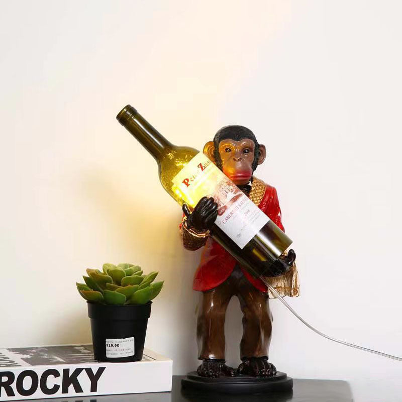 Orangutan Wine Bottle Glass Table Lamp