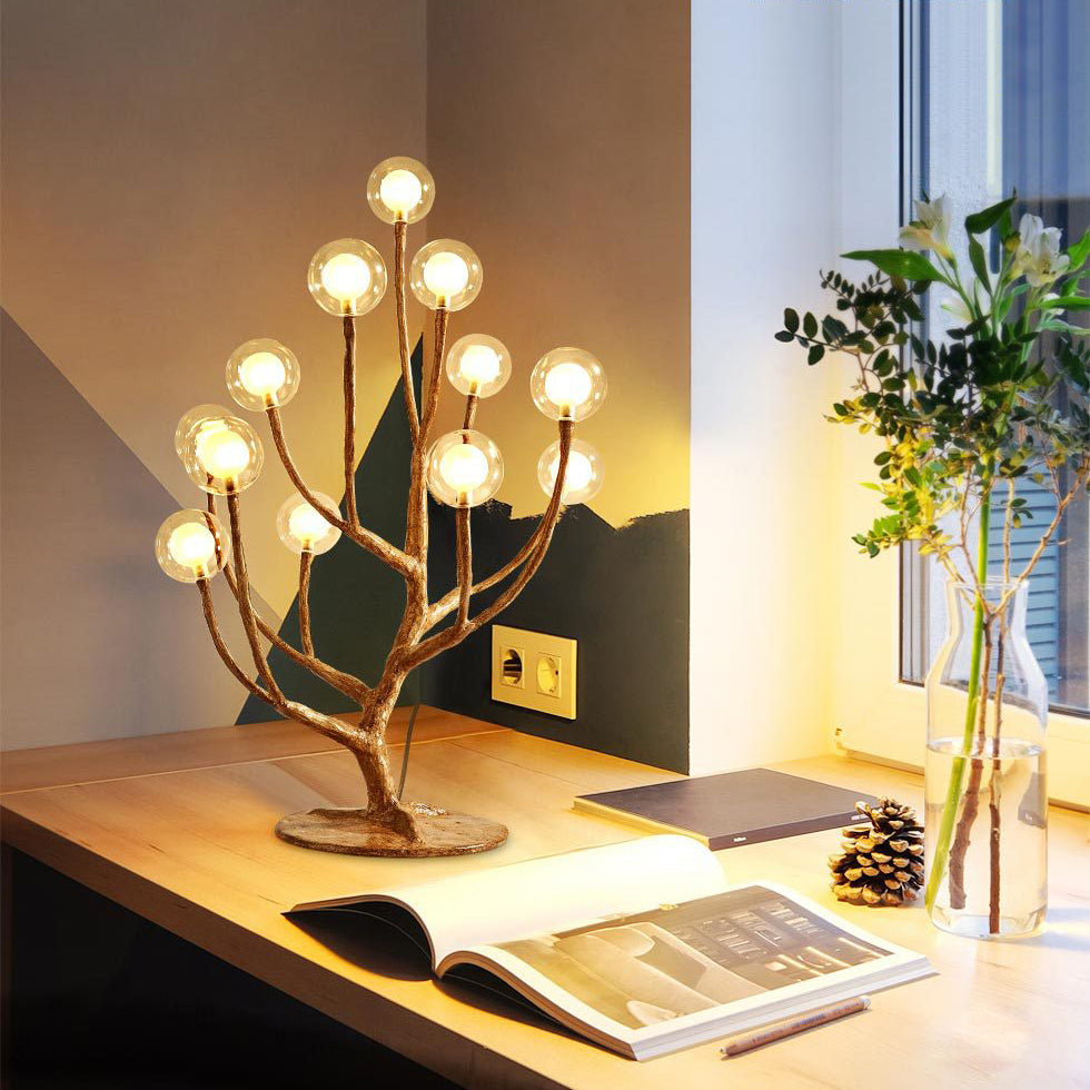 Branch Polymer Metal Glass 8-Light Table Lamp
