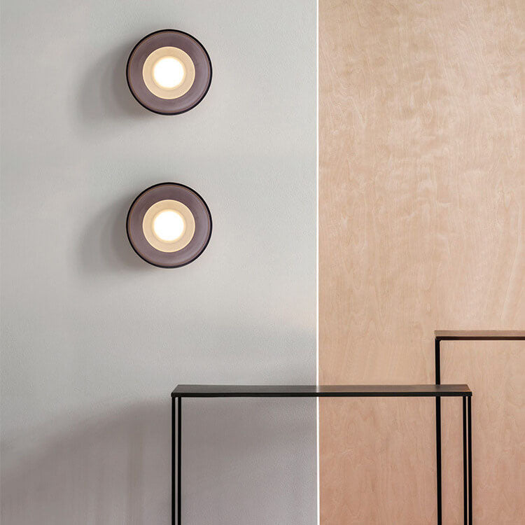 Round Hardware Glass Wall Lamp