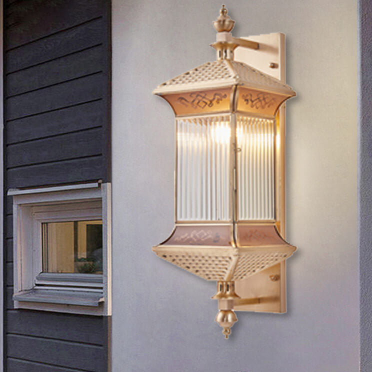 Brass Finish Frame Glass Outdoor Light