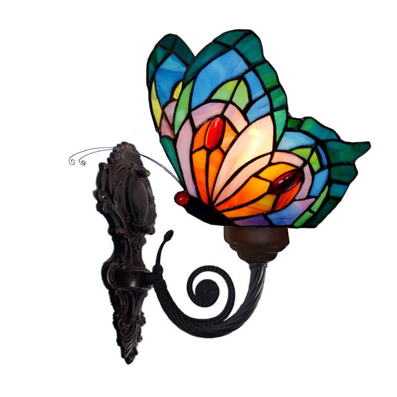 Stained Glass Butterfly Wall Lamp