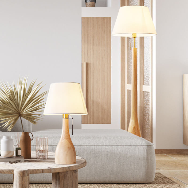 Vase Solid Wood Fabric Table Lamp
