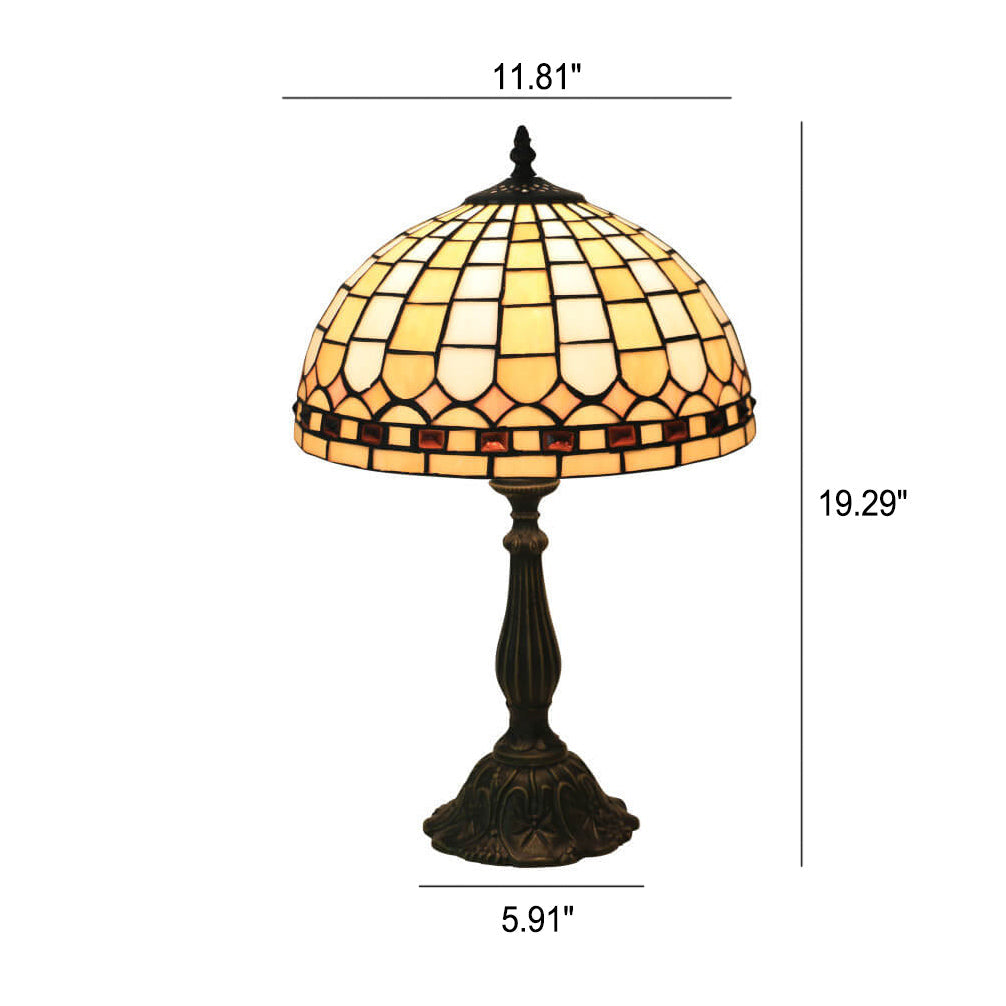 Yellow Plaid Stained Glass Table Lamp