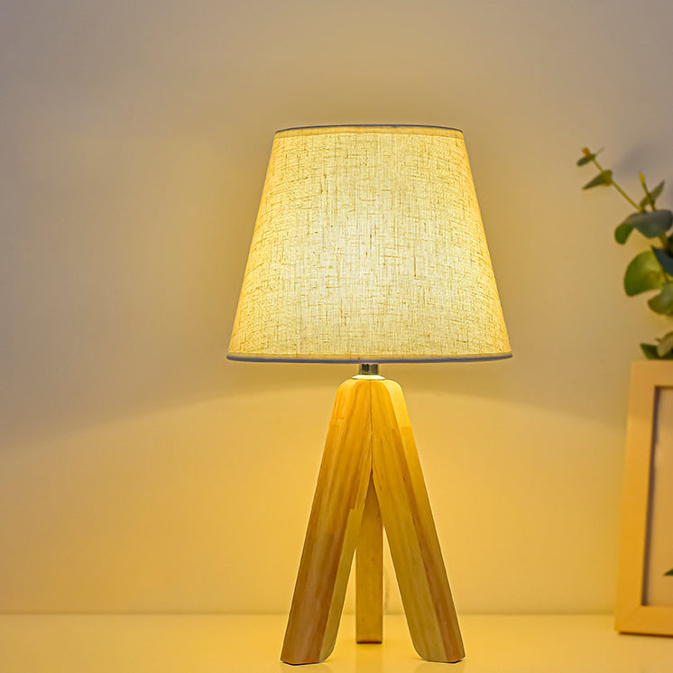 Round Cone Tripod Fabric Table Lamp