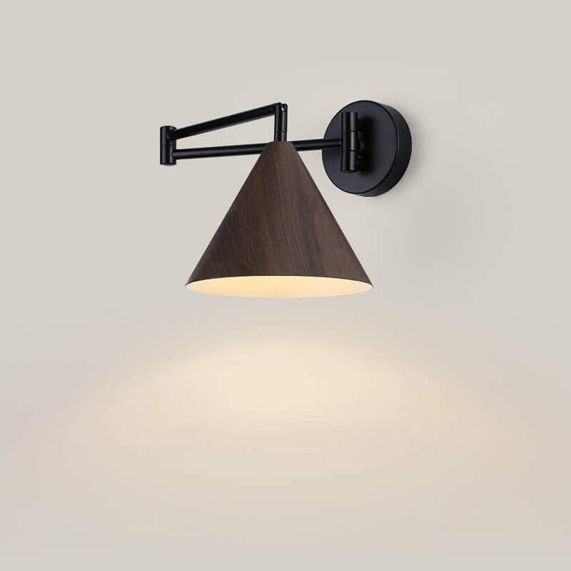 Cone Swing Arm Wood Wall Lamp