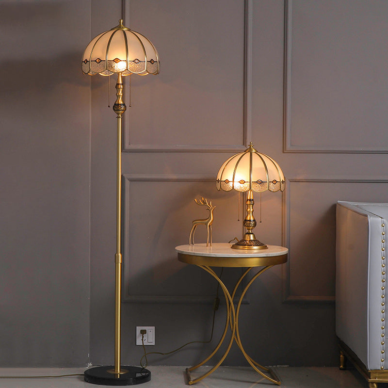 Umbrella Full Copper Glass Table Lamp